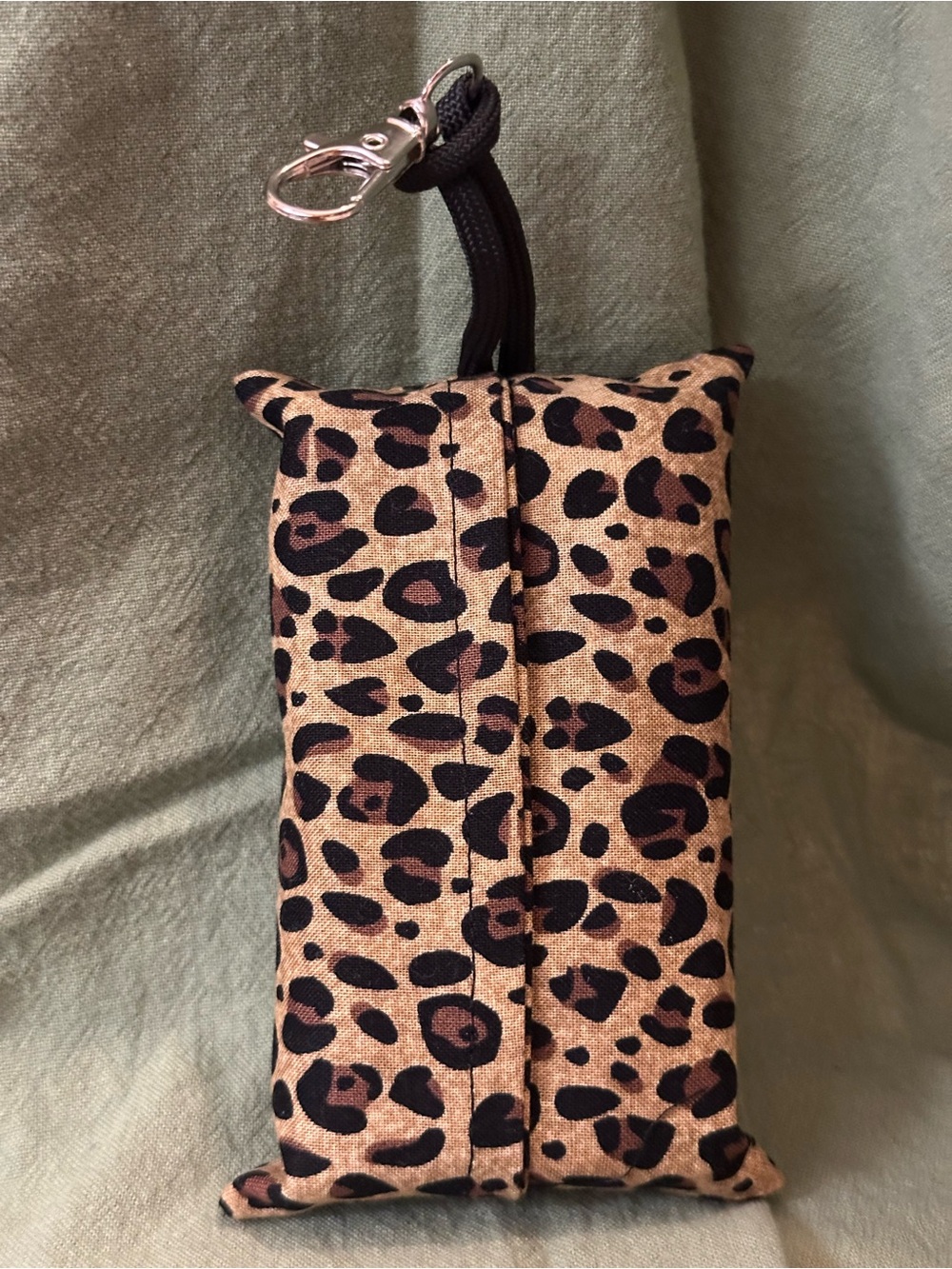 New! Handmade Leopard Print Keychain Tissue Pouch